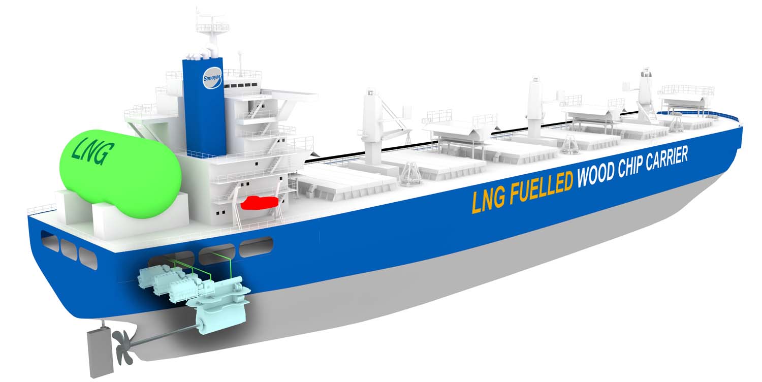 We have obtained Approval in Principle（AiP）from ClassNK for the design of a LNG fueled new Wood Chip Carrier